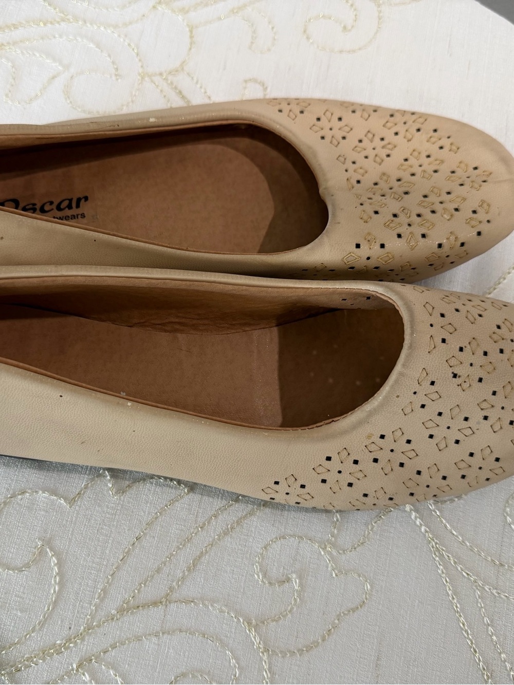Oscar GS Footwears Women's Flats Size 8 EU 39 Beige Perforated Comfort Shoes